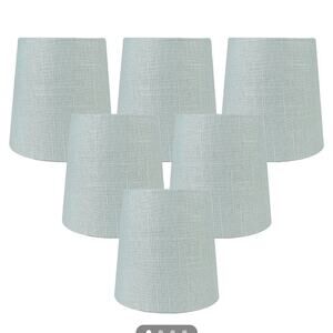 Set of 6 Chandelier Lampshades  Capri Coastal Green Linen 4 X 5x 5”